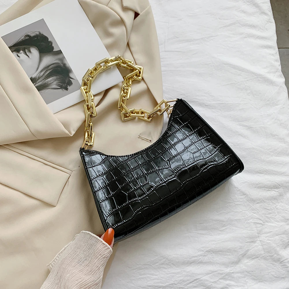 Makeup Bag Retro Casual Women Totes Shoulder Bags Female Leather Solid Chain Han