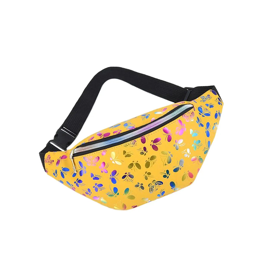 Butterfly Pattern Fanny Pack Hip Bag Adjustable Strap Waist Pouch for Teens