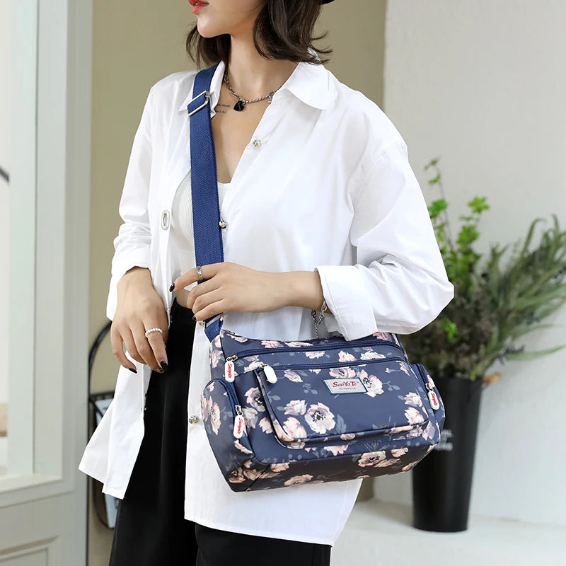 Floral Pattern Women's Shoulder Bag Casual Multi-pocket Female Messenger Bag