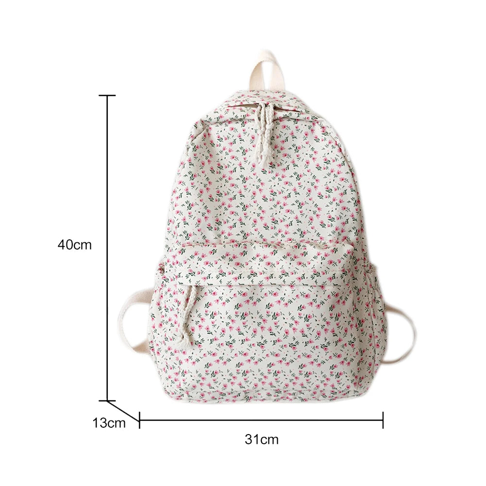Floral Printed Backpack Student Travel Waterproof