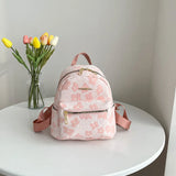 Flower Print Backpacks for Girls Casual Soft Canvas Student School Bag