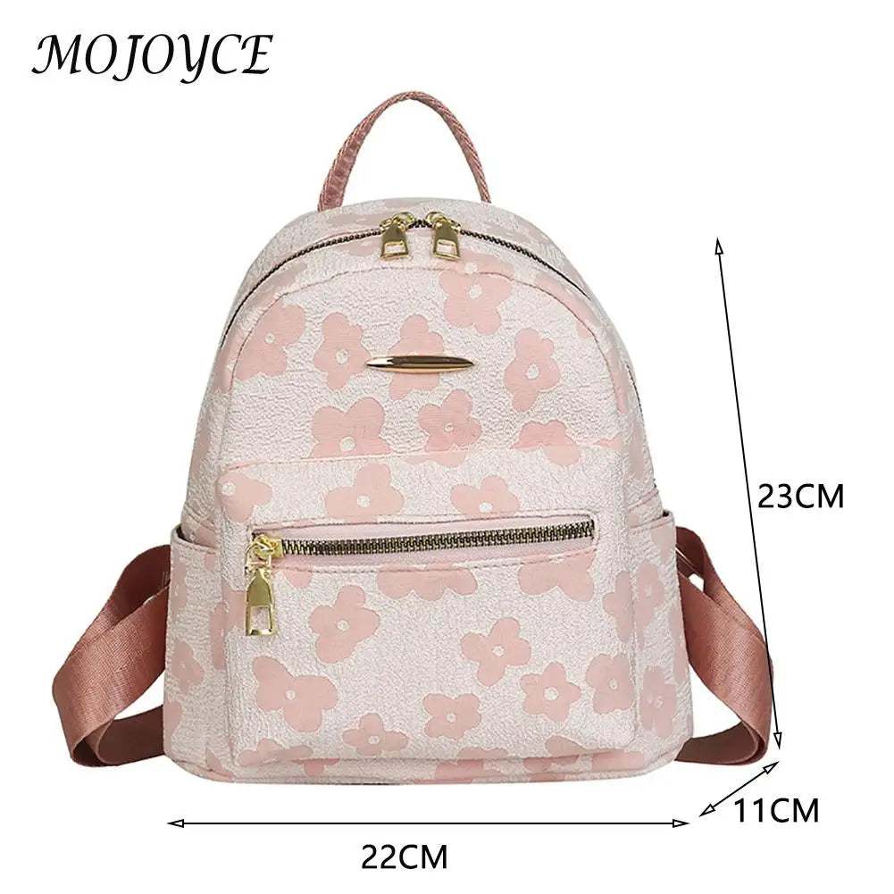 Flower Print Small Backpack Canvas School Bag for Girls