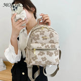 Flower Print Small Backpack Canvas School Bag for Girls