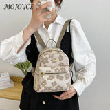 Flower Print Small Backpack Canvas School Bag for Girls
