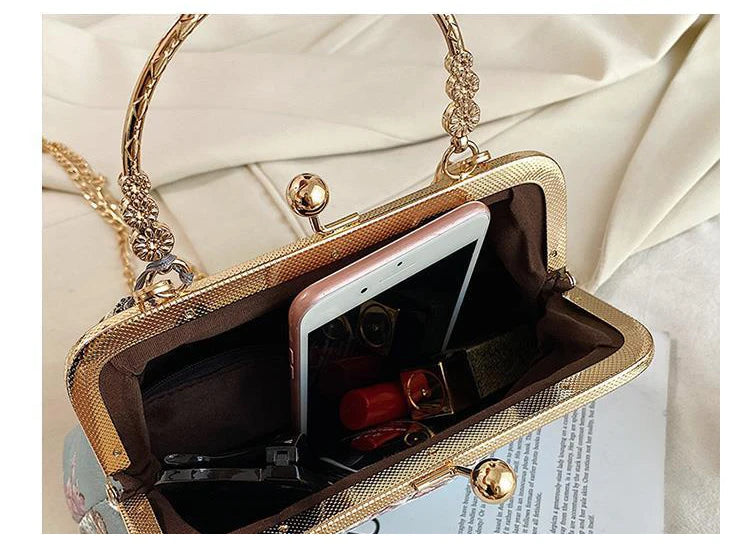 Kiss Lock Shell Bag Women's Handbags Autumn Vintage