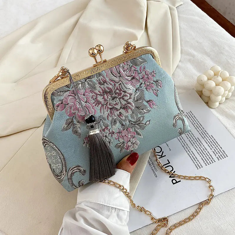 Kiss Lock Shell Bag Women's Handbags Autumn Vintage