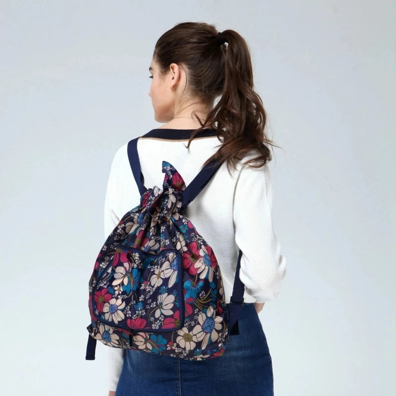 Large Capacity Foldable Travel Backpack Drawstring Tote Bag