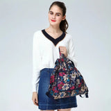 Large Capacity Foldable Travel Backpack Drawstring Tote Bag