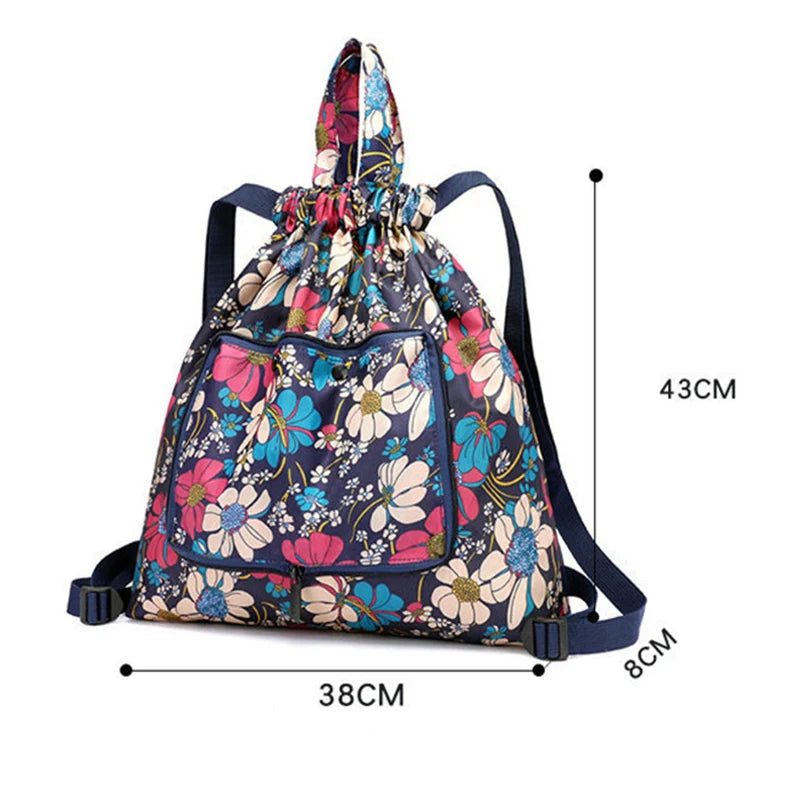 Large Capacity Foldable Travel Backpack Drawstring Tote Bag