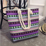 Casual Flower Printing Canvas Shoulder Bag for Women