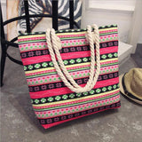 Casual Flower Printing Canvas Shoulder Bag for Women