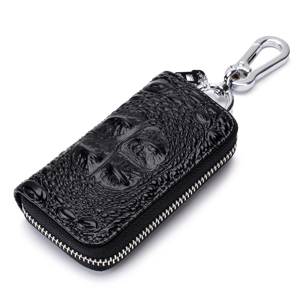 Crocodile Pattern Leather Key Bag Zipper Organizer Mini Wallet