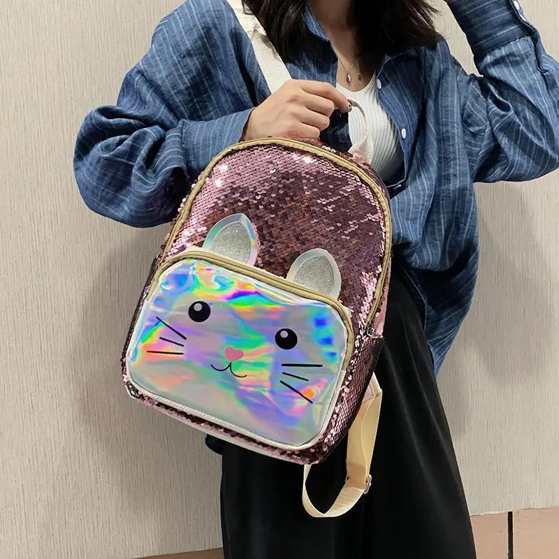 Sequined Teen Backpack College Style School Bag