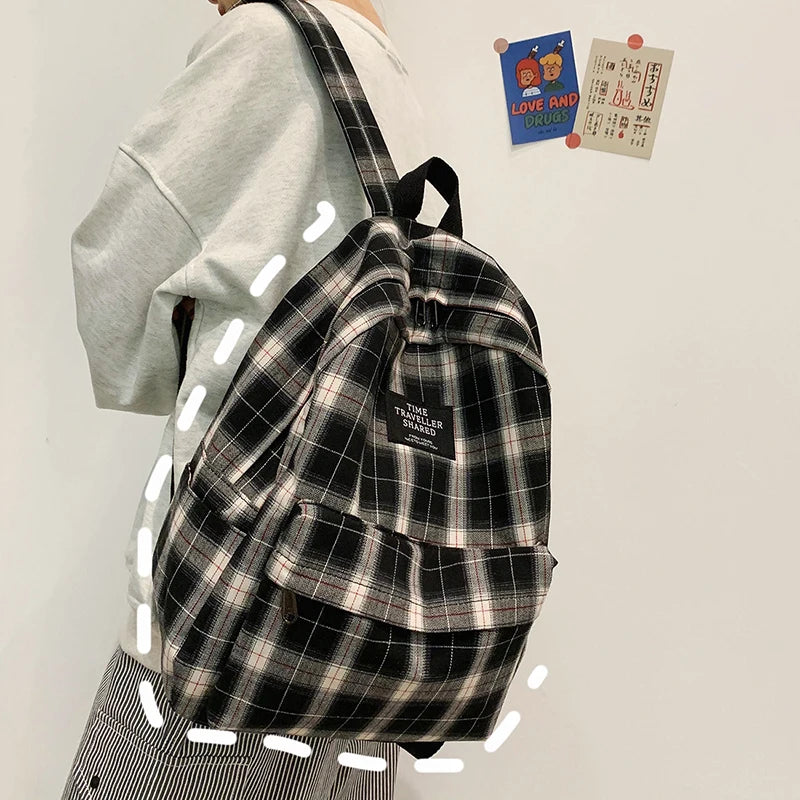 Casual Striped Girls College Backpack for Teenage Travel