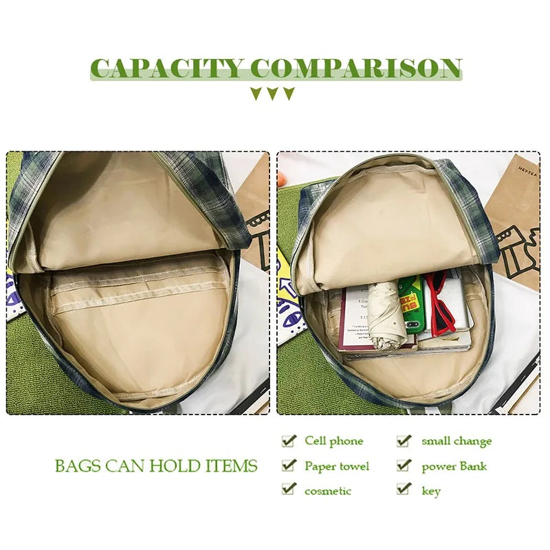 Casual Striped Girls College Backpack for Teenage Travel