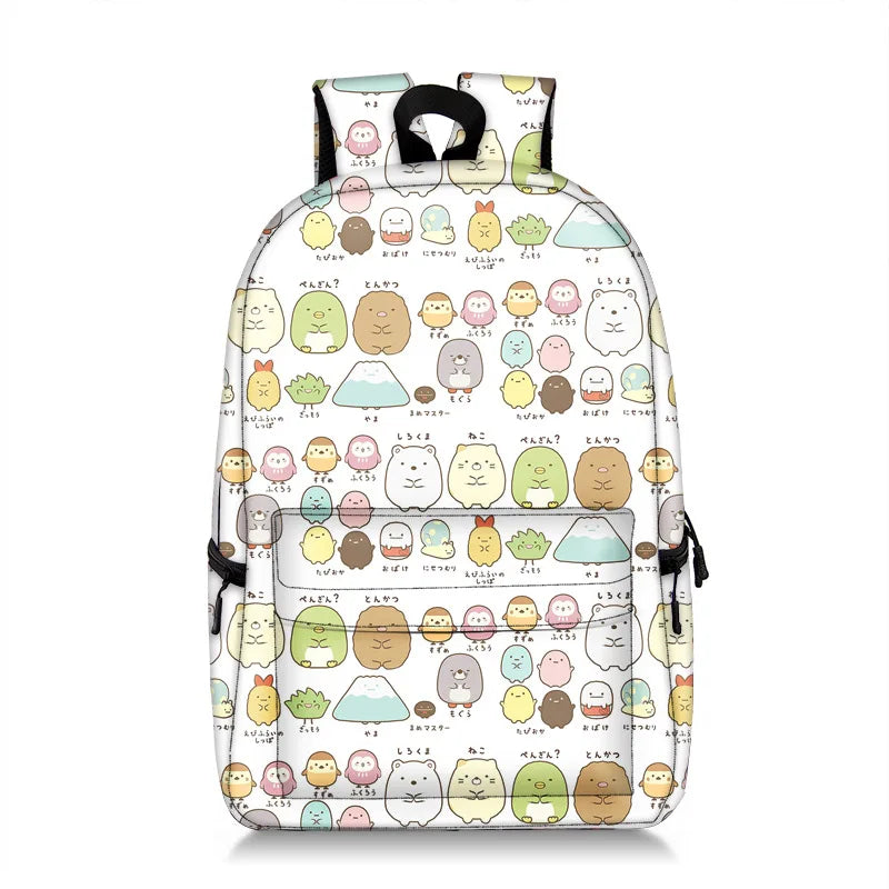 Girls Print Backpack Cartoon School Bag Letter Printing Backpacks