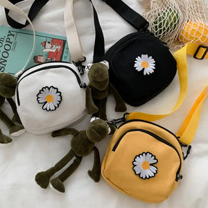 Women Mini Canvas Shoulder Bag Ladies Daisy Small Handbag Totes