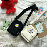Women Mini Canvas Shoulder Bag Ladies Daisy Small Handbag Totes
