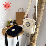 Women Mini Canvas Shoulder Bag Ladies Daisy Small Handbag Totes