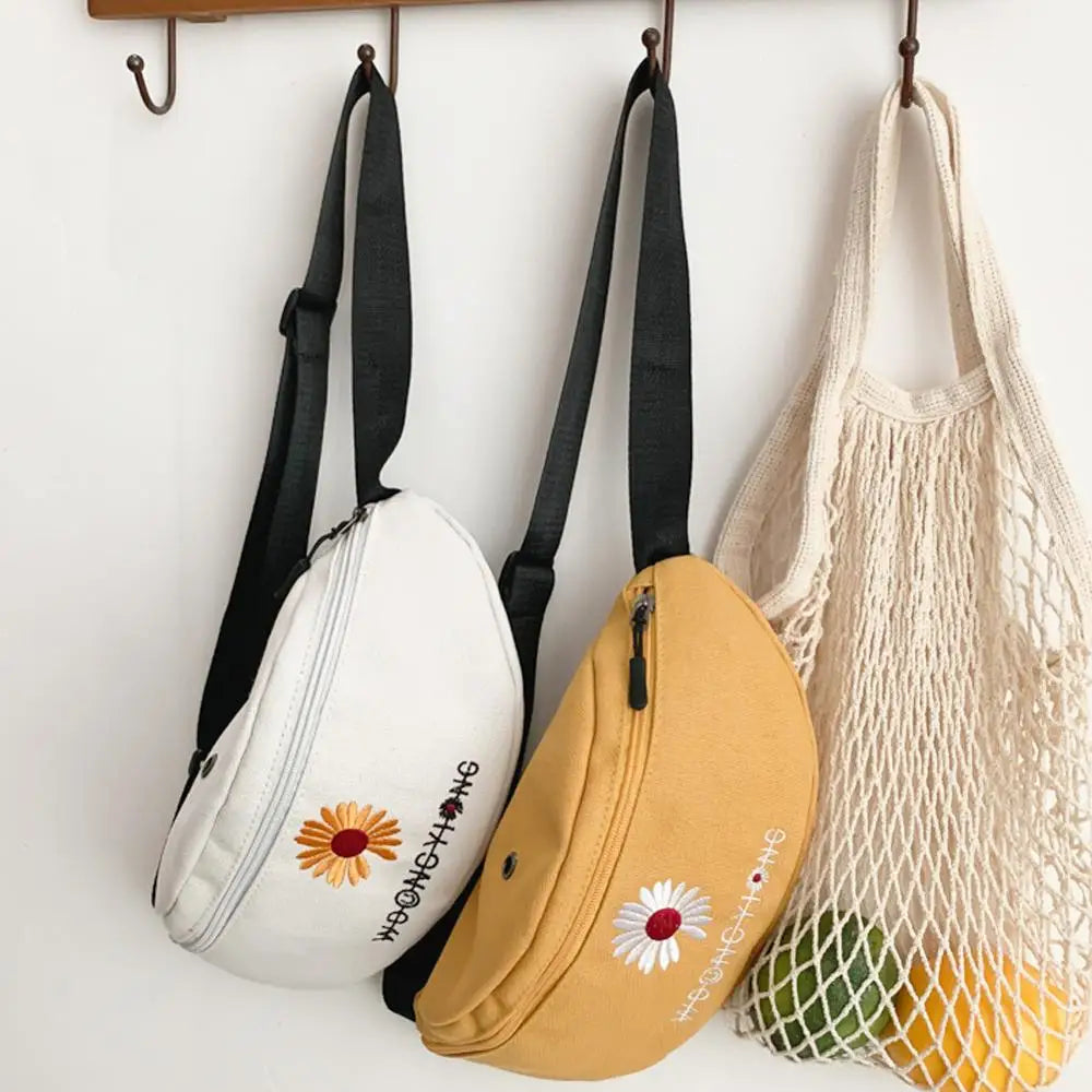 Casual Women Mini Bucket Pouch Daisy Waist Bag Girls Shoulder Bag
