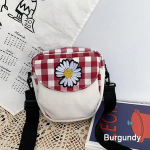 Plaid Shoulder Bags Women Crossbody Casual Flap Canvas Small Bag