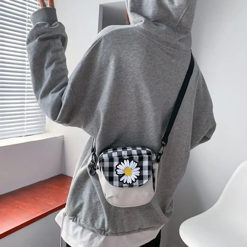 Plaid Shoulder Bags Women Crossbody Casual Flap Canvas Small Bag