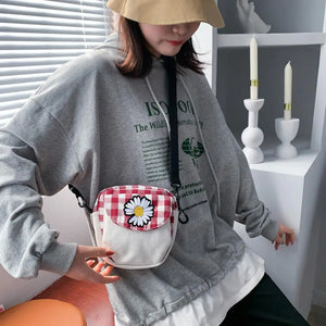 Plaid Shoulder Bags Women Crossbody Casual Flap Canvas Small Bag