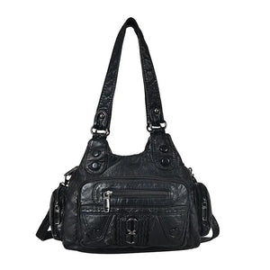 High Washed PU Leather Handbag Ladies Daily Bag