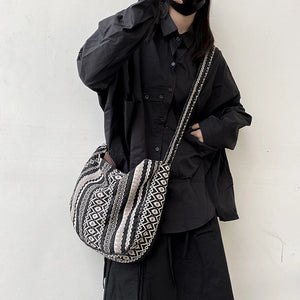 Casual Canvas Messenger Bag Women Large Capacity Zipper Crossbody Bag