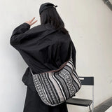 Casual Canvas Messenger Bag Women Large Capacity Zipper Crossbody Bag