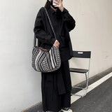 Casual Canvas Messenger Bag Women Large Capacity Zipper Crossbody Bag