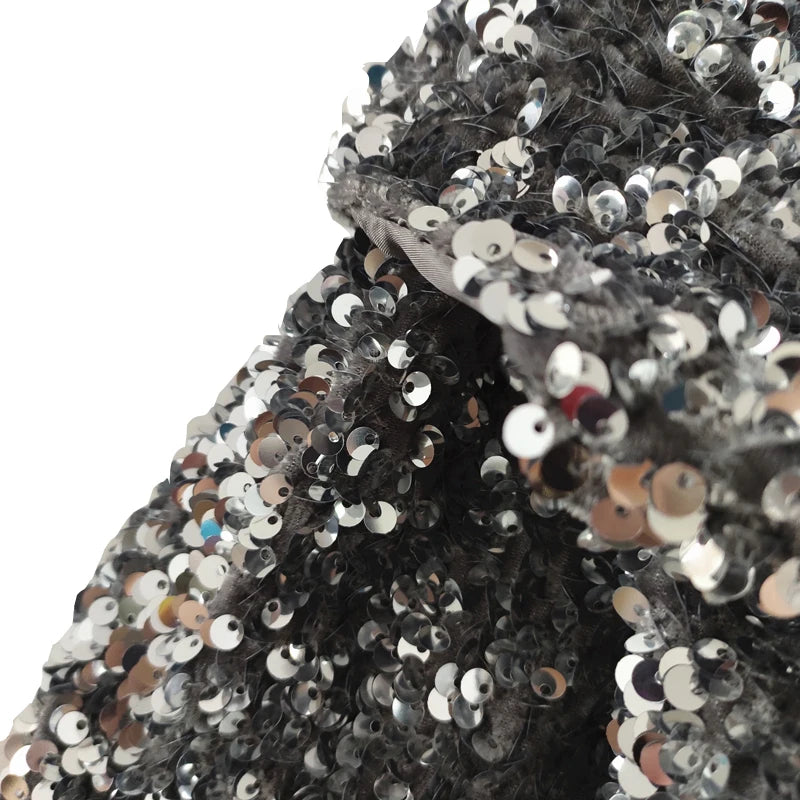 Japanese-style Knotted Wrist Bag Silver Sequins Small Handbag