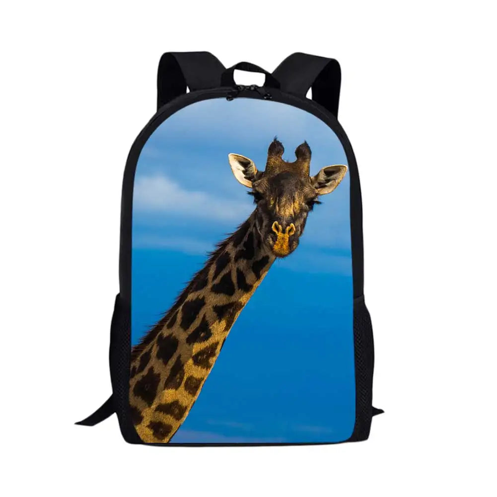 Kids Backpack for Boys Girls Giraffe 3D Pattern School Bags Mochila Escolar