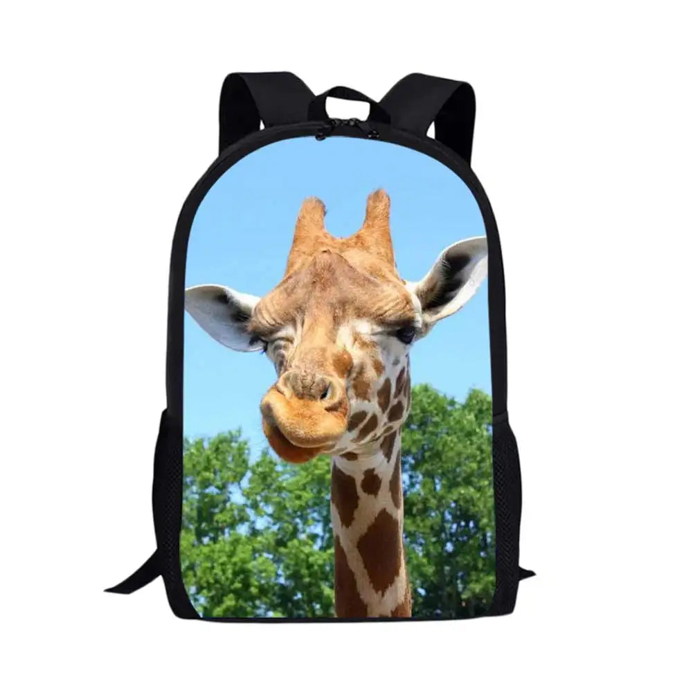 Kids Backpack for Boys Girls Giraffe 3D Pattern School Bags Mochila Escolar