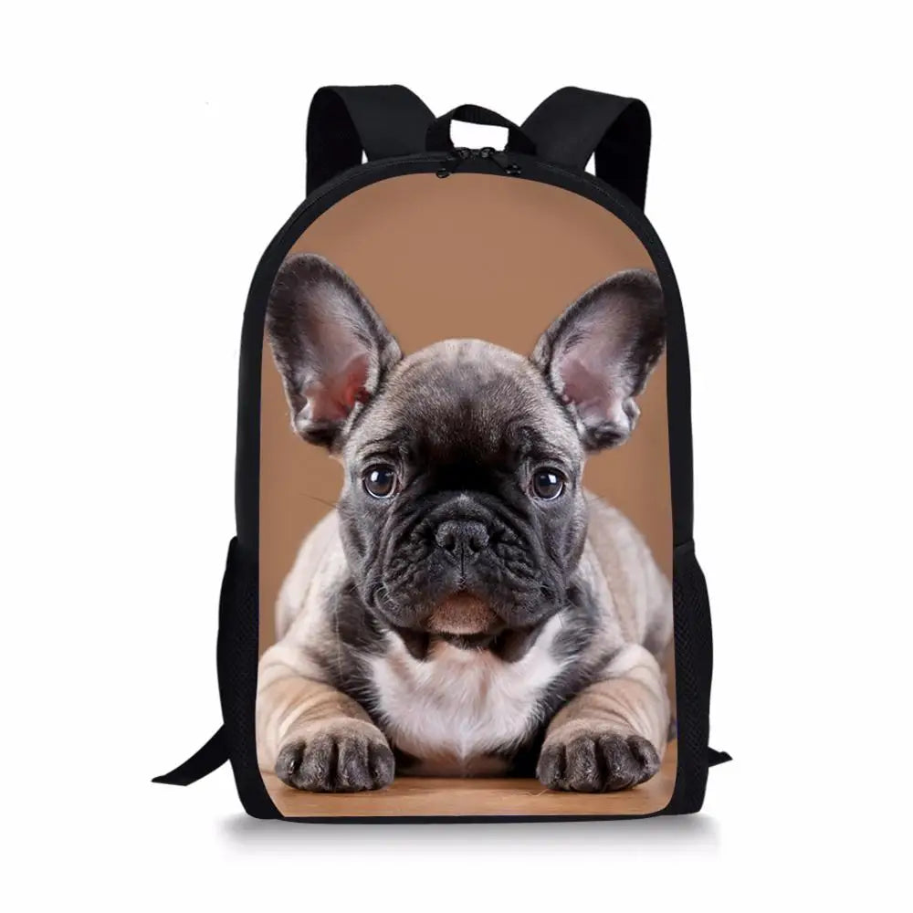 Kids School Bags Little Bulldogs Pattern Book Bag Travel Backpack