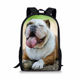 Kids School Bags Little Bulldogs Pattern Book Bag Travel Backpack