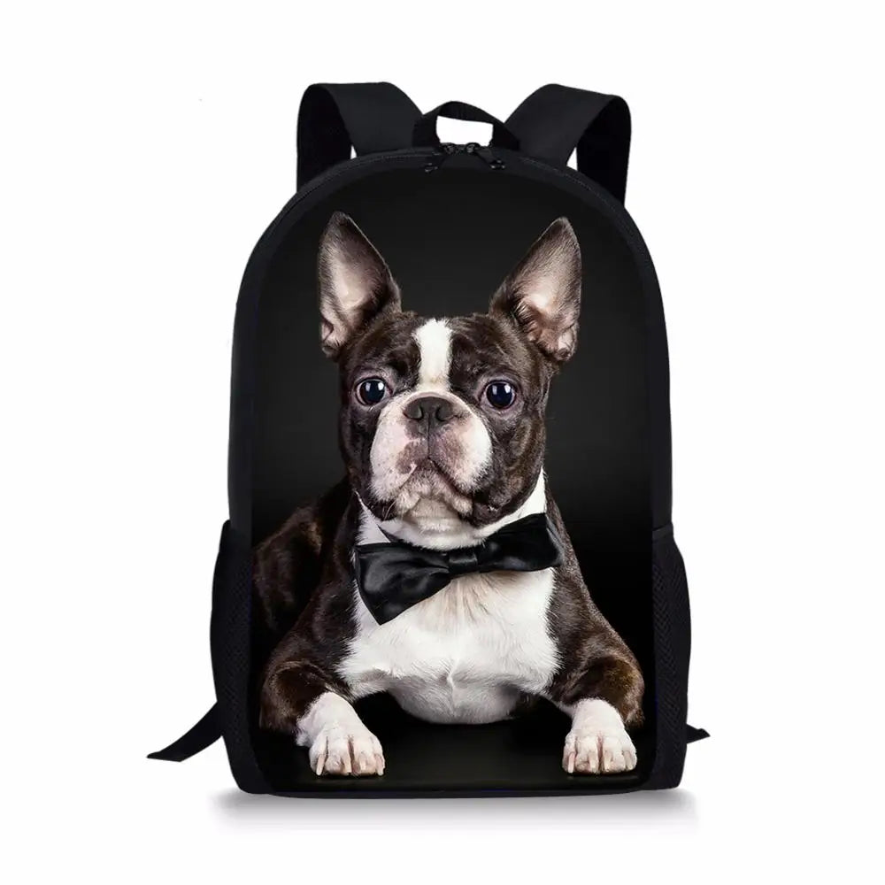 Kids School Bags Little Bulldogs Pattern Book Bag Travel Backpack