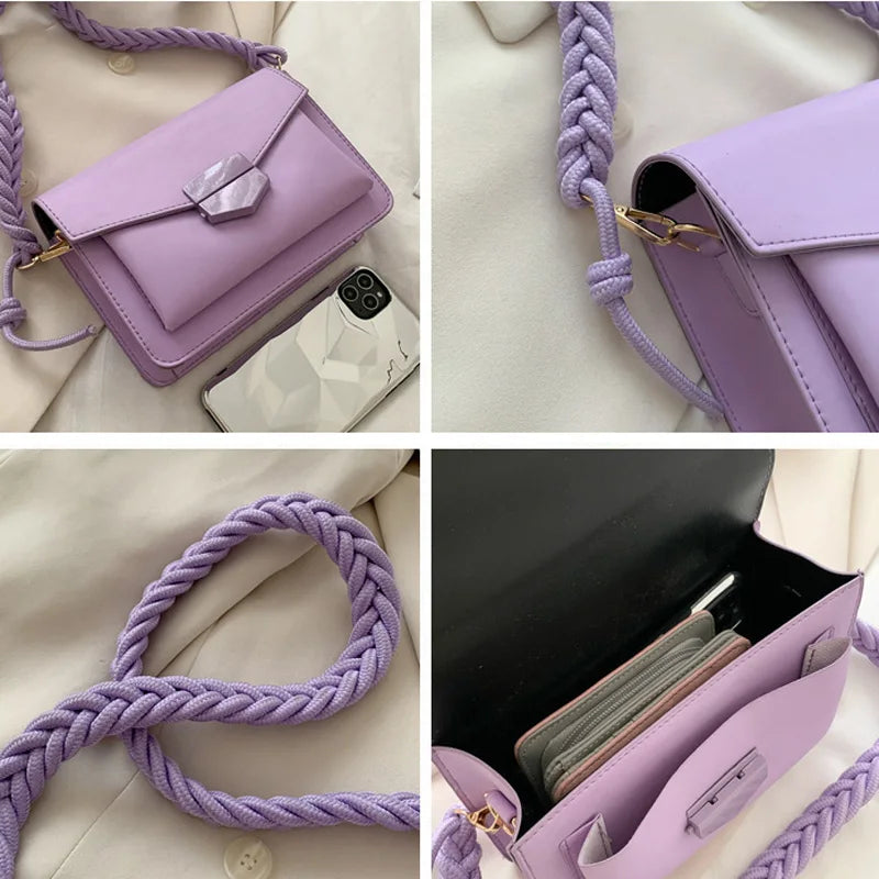 Women's Knitting Strap Shoulder Bag Small Crossbody Lady Messenger