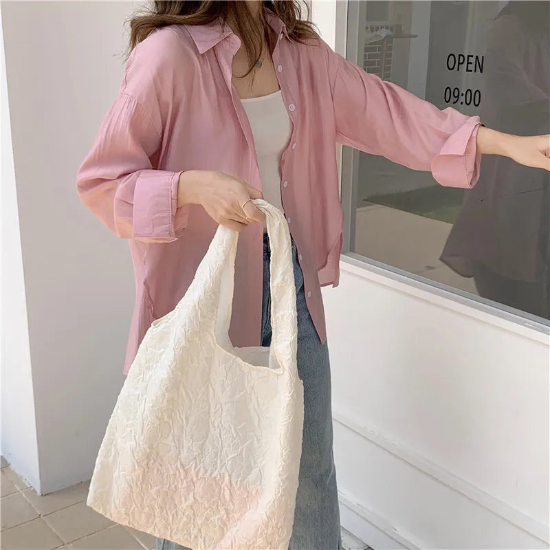 Embossed Shoulder Bag Female Eco Fabric Portable Flower Handbags