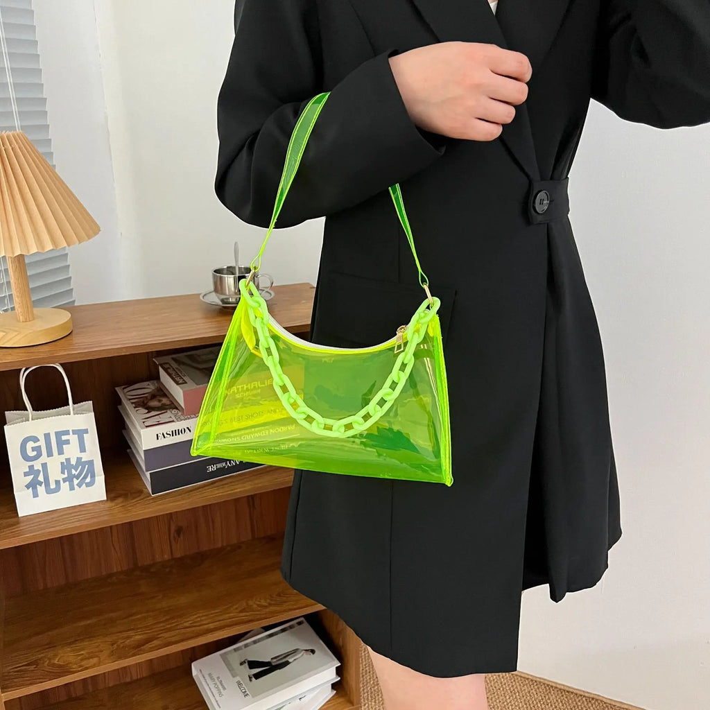 Ladies Jelly Bags PVC Clear Bag Underarm Bags Casual Women Summer Handbags