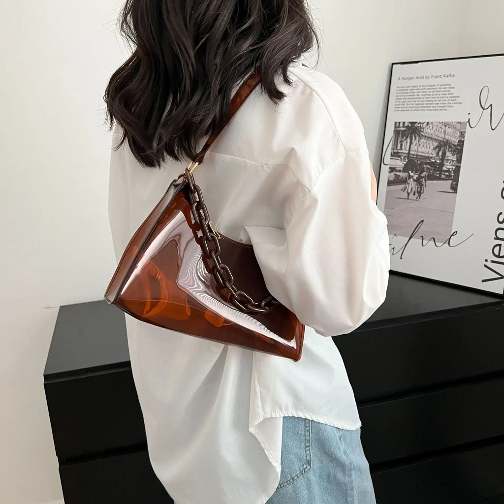 Ladies Jelly Bags PVC Clear Bag Underarm Bags Casual Women Summer Handbags