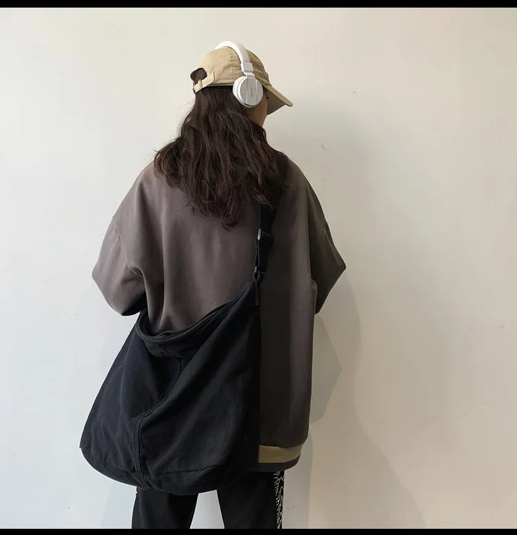 Large Capacity Canvas Messenger Bag Unisex Shoulder Handbag