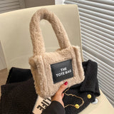 Plush Tote Bag Winter Shopping Crossbody Chain Shoulder Handbag