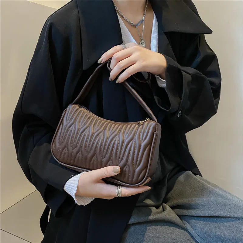 Autumn Solid Shoulder Small Square Bag Pu Handbag Tote Bags