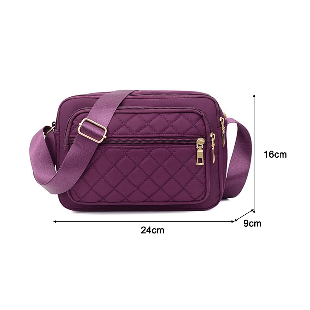 Canvas Checker Crossbody Bag Large Capacity Purse Handbags