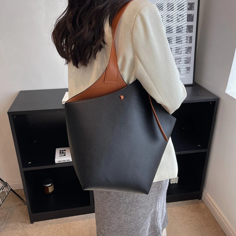 Stylish PU Leather Shoulder Bag with Large Capacity