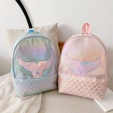 Cartoon Fish Tail Women Girls PU Leather Shoulder School Bag