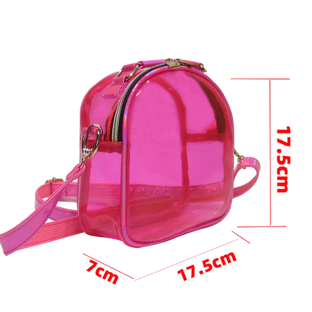 Laser Transparent Crossbody Bag Mini Jelly PVC Clear Shoulder Messenger Tote