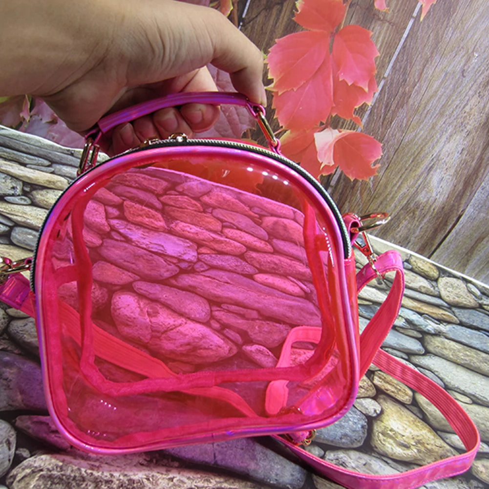 Laser Transparent Crossbody Bag Mini Jelly PVC Clear Shoulder Messenger Tote