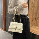 Lattice Pattern PU Leather Messenger Bag Women Solid Casual Purse